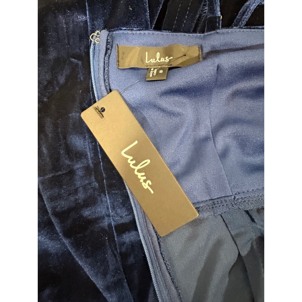 Lulus Graceful Glamour Navy Blue Velvet Maxi Dress S NWT Sexy Sirencore Elegant - Picture 7 of 8